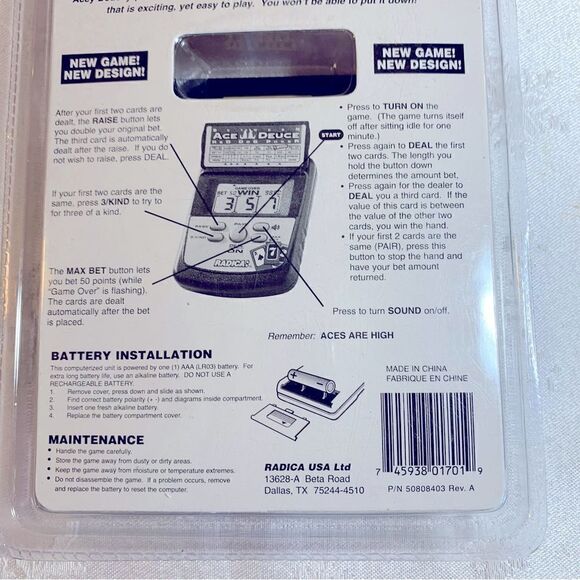 Radica Acey Deucey Poker Electronic Game Sealed NWT - Picture 5 of 5